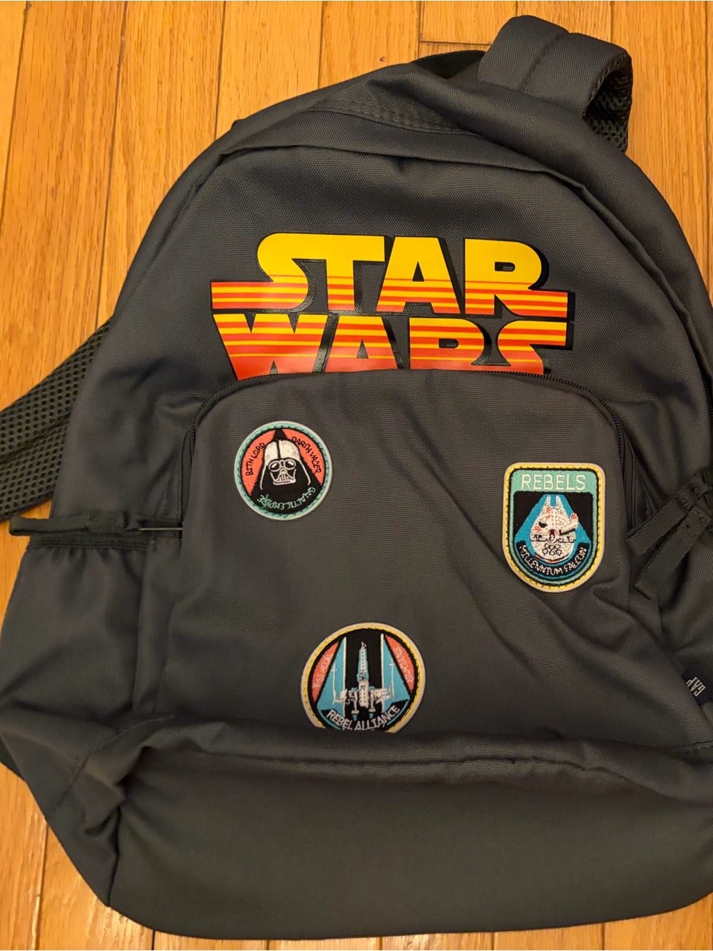 GAP X Star Wars Black Backpack with Yellow-Orange Logo and Patch Accents